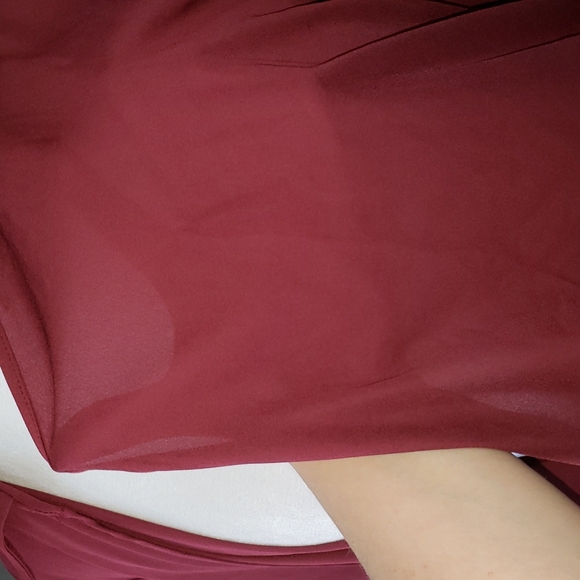 Venus Burgundy Cross Over Blouse wine Crimson Elegant Surplice Side Tie - Picture 6 of 14